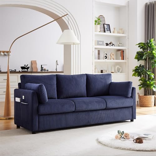 Beige Corduroy 3 Seater Sofa T702