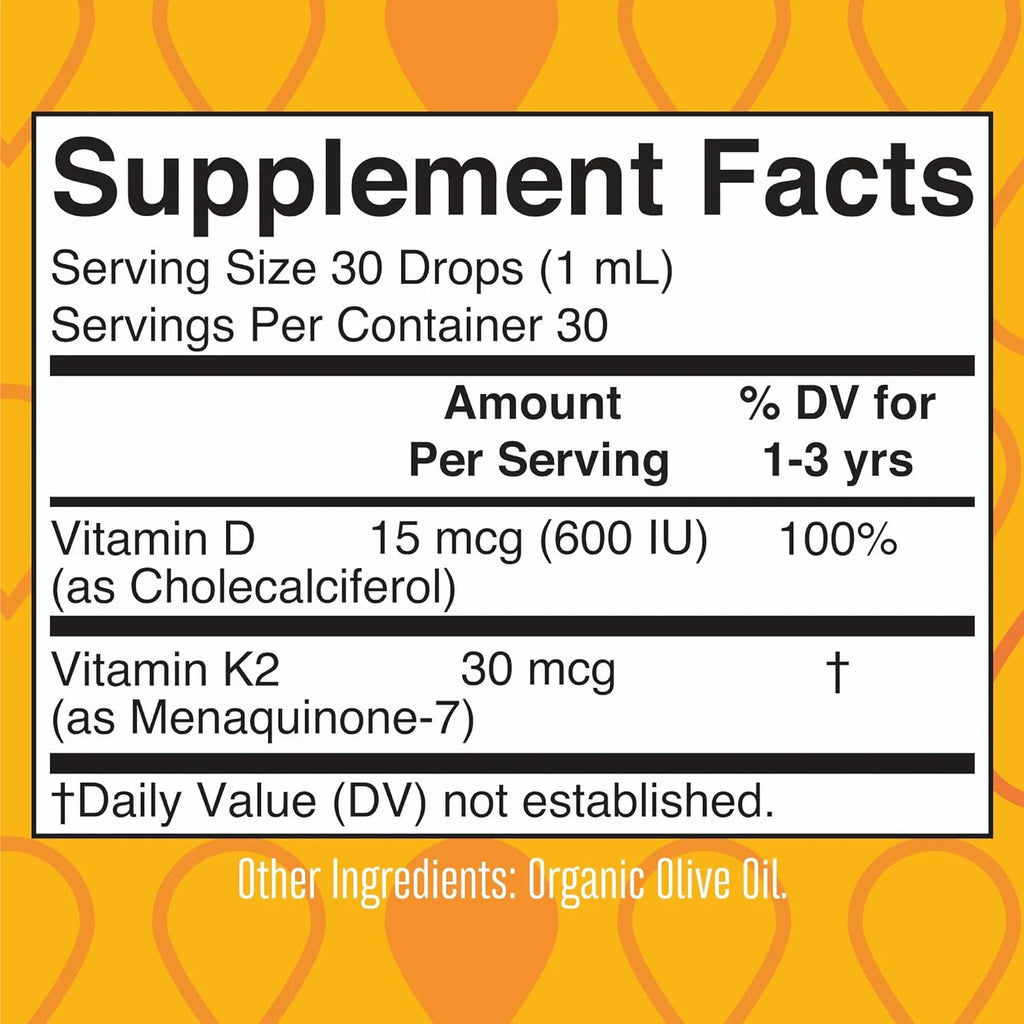 Unflavored Vitamin D3+K2 Liquid Drops, 1 fl oz T54126