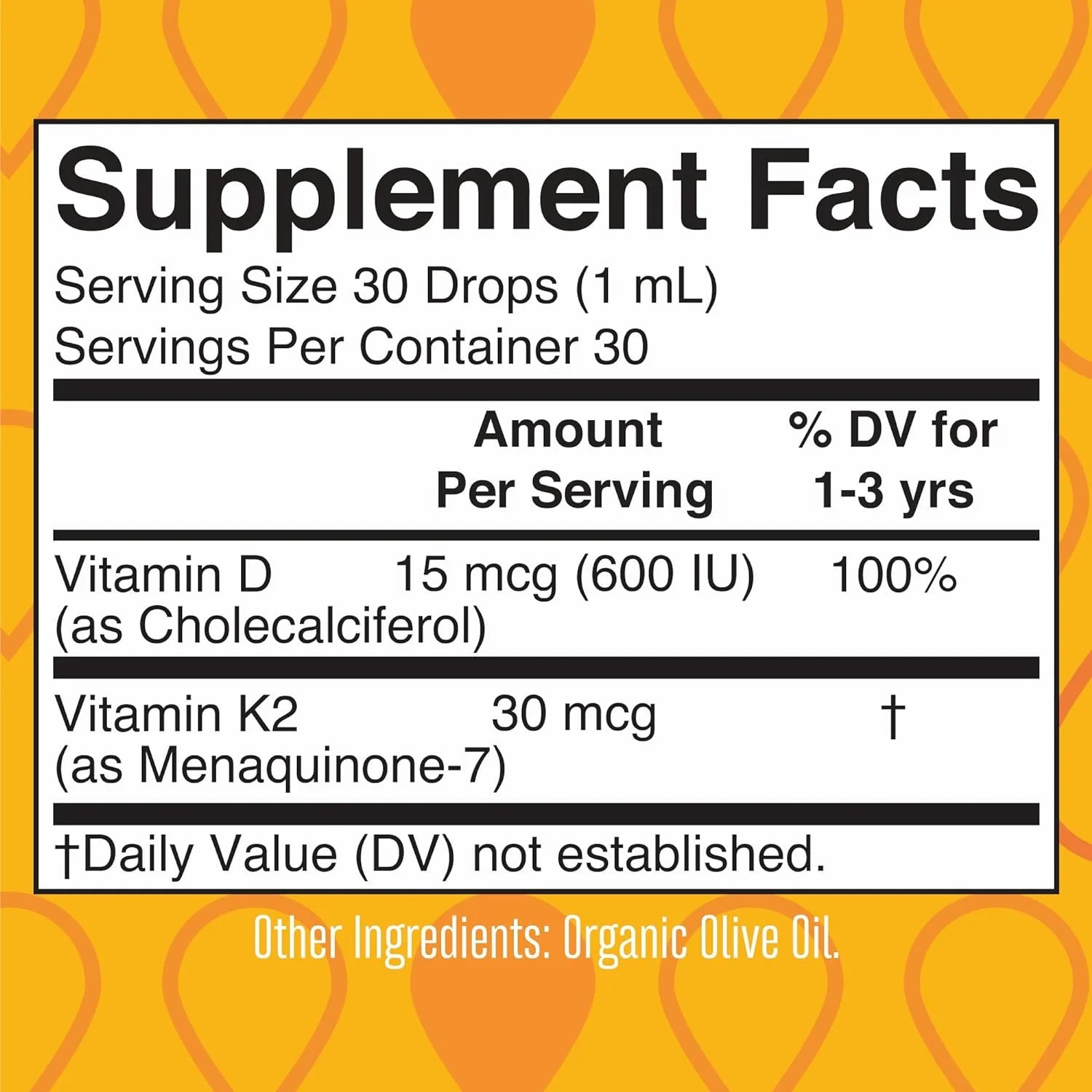 Unflavored Vitamin D3+K2 Liquid Drops, 1 fl oz T54126