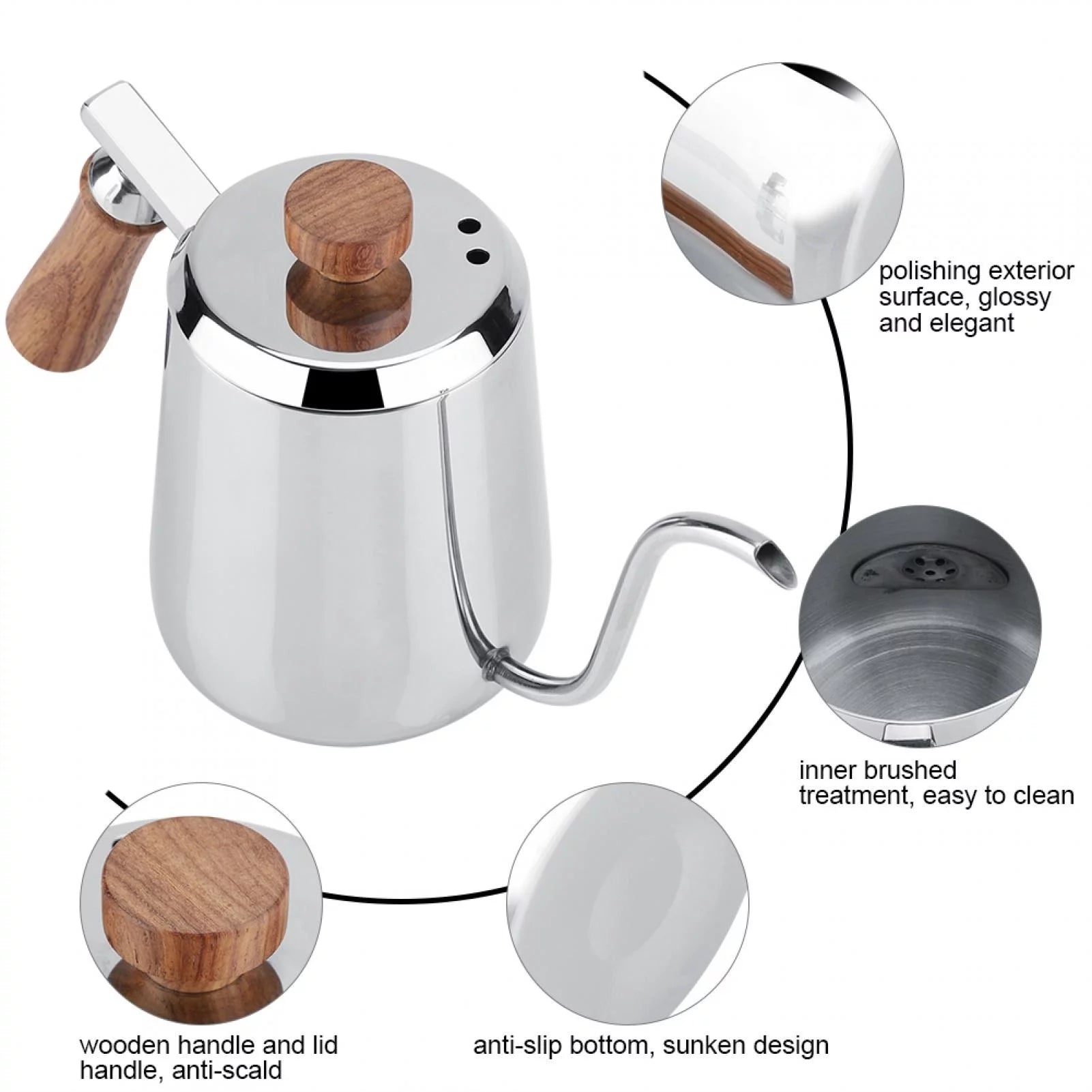 Stainless Steel Coffee Pot with Gooseneck Spout (350ml) J5757