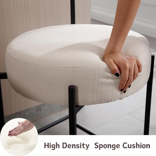 Beige Linen Fabric Dining Chairs Set of 2 R95021