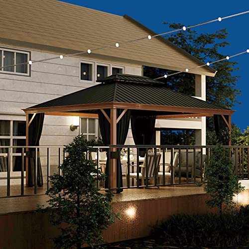 10' x 12' Hardtop Metal Gazebo with Netting and Curtains Z42818