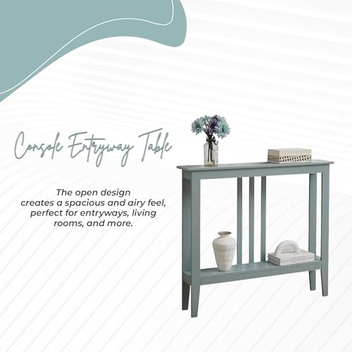 Teal Narrow Console Table with Storage W766