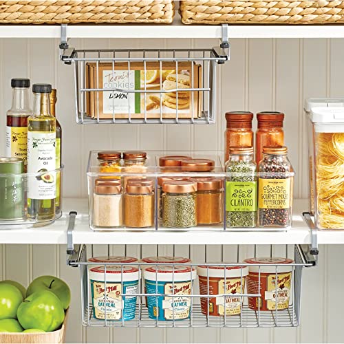 Compact Hanging Pullout Drawer Basket - Metal Wire - Silver Z4329