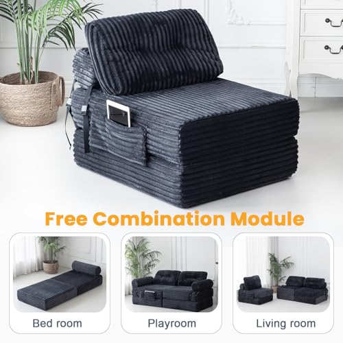 Dark Grey Folding Sofa Bed with Pillow X77740