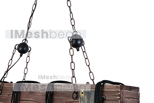 10 Heads Rustic Wood Beam Hanging Pendant Light Fixture X669202