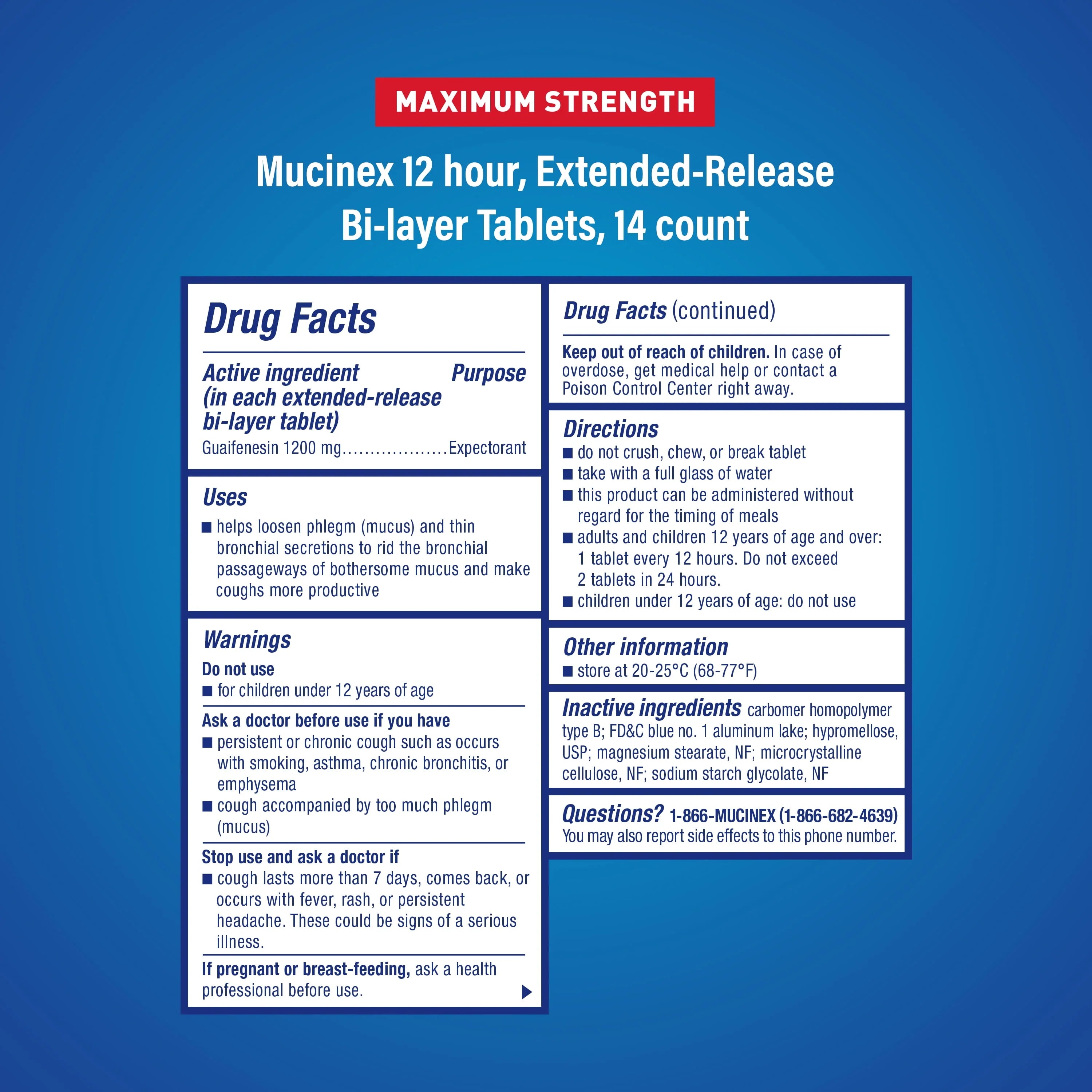 12 Hr Max Strength Expectorant Tablets, 14ct C731941