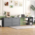 Gray Queen Size Murphy Cabinet Bed with Rotatable Desk and Shelves I192