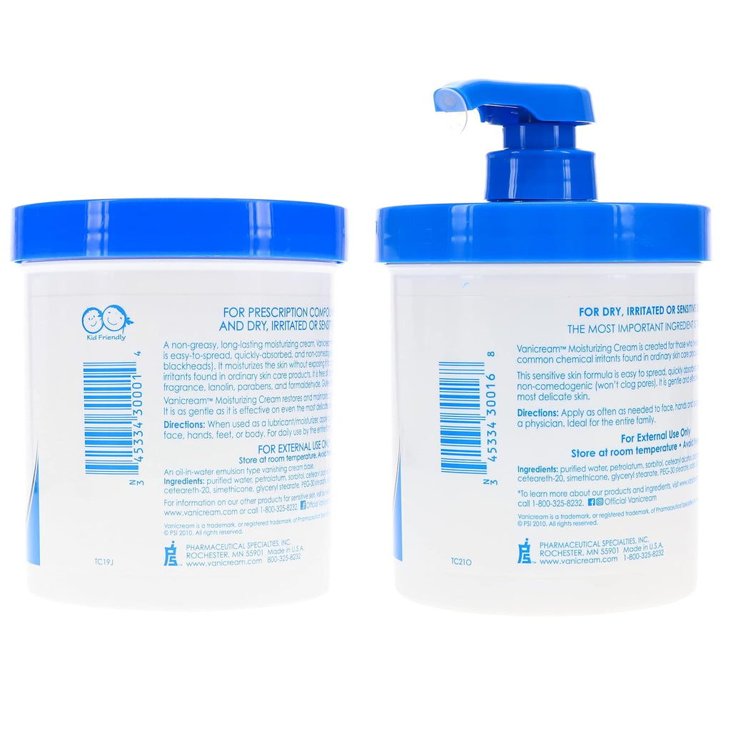 Moisturizing Skin Cream with Pump Dispenser Plus Bonus Jar Combo Pack, 1 Pound Each N4108
