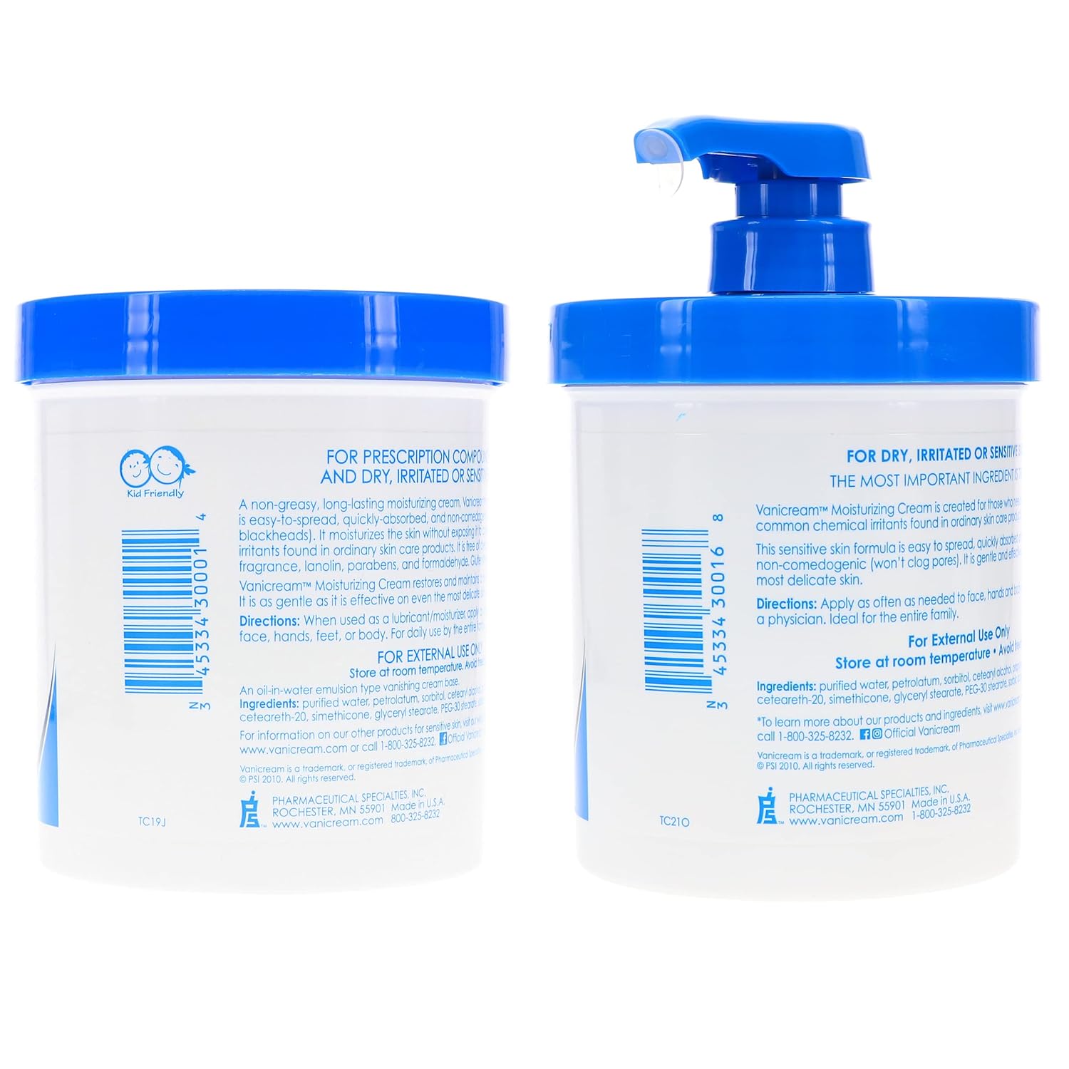 Moisturizing Skin Cream with Pump Dispenser Plus Bonus Jar Combo Pack, 1 Pound Each N4108