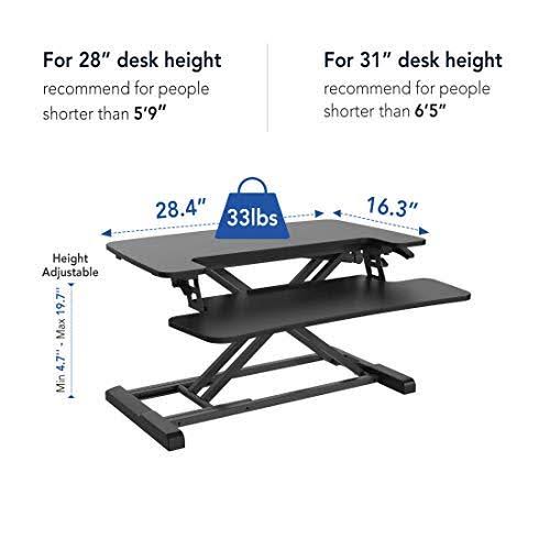 Black Height Adjustable Standing Desk Converter with Keyboard Tray B148