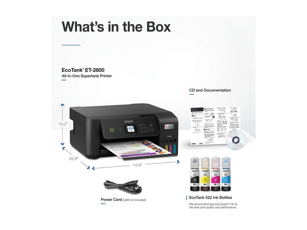 Black Wireless Color All-in-One Supertank Printer L203244