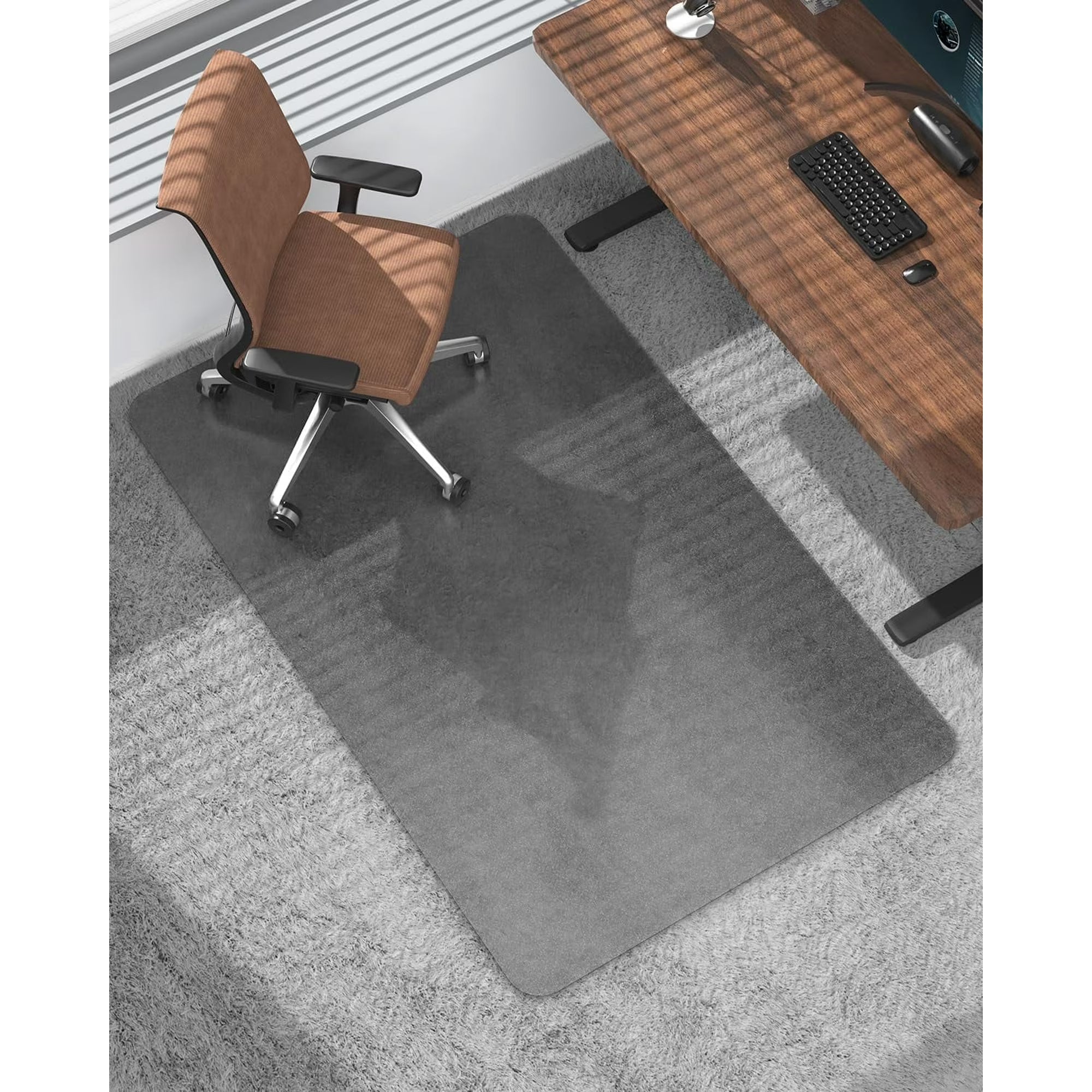 Grey PC Chair Mat for High Pile Carpet & Hardwood Floor I31147