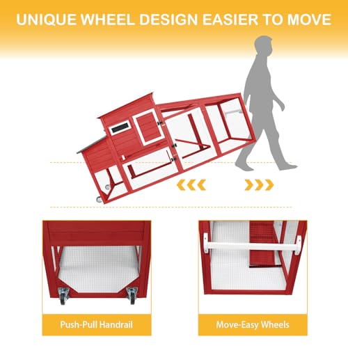 White Wooden Chicken Coop with Wheels G282