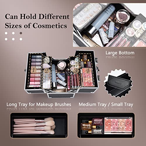 Silver Aluminum Makeup Case with 4 Trays B7097