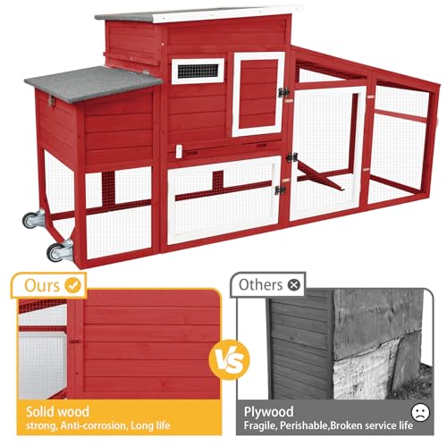 White Wooden Chicken Coop with Wheels G282