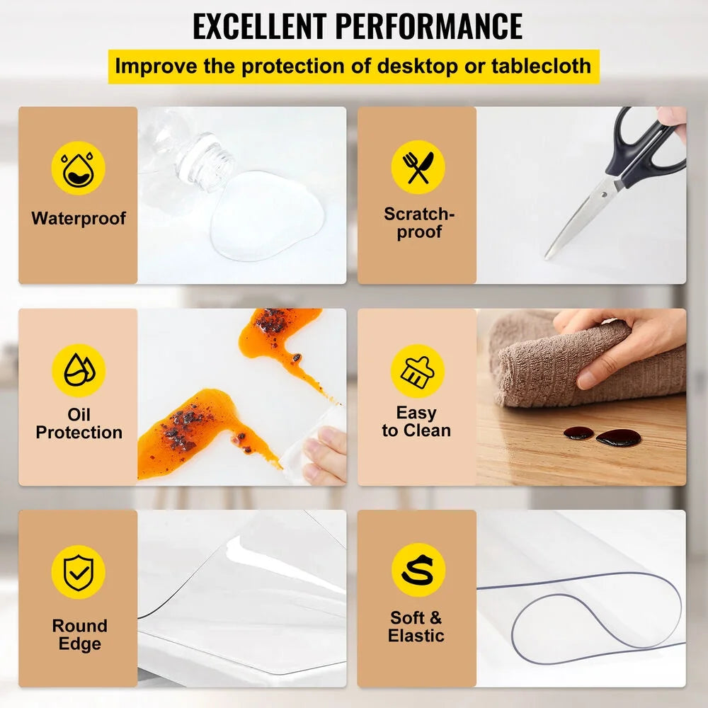 36x60" PVC Waterproof Transparent Tablecloth Q729503