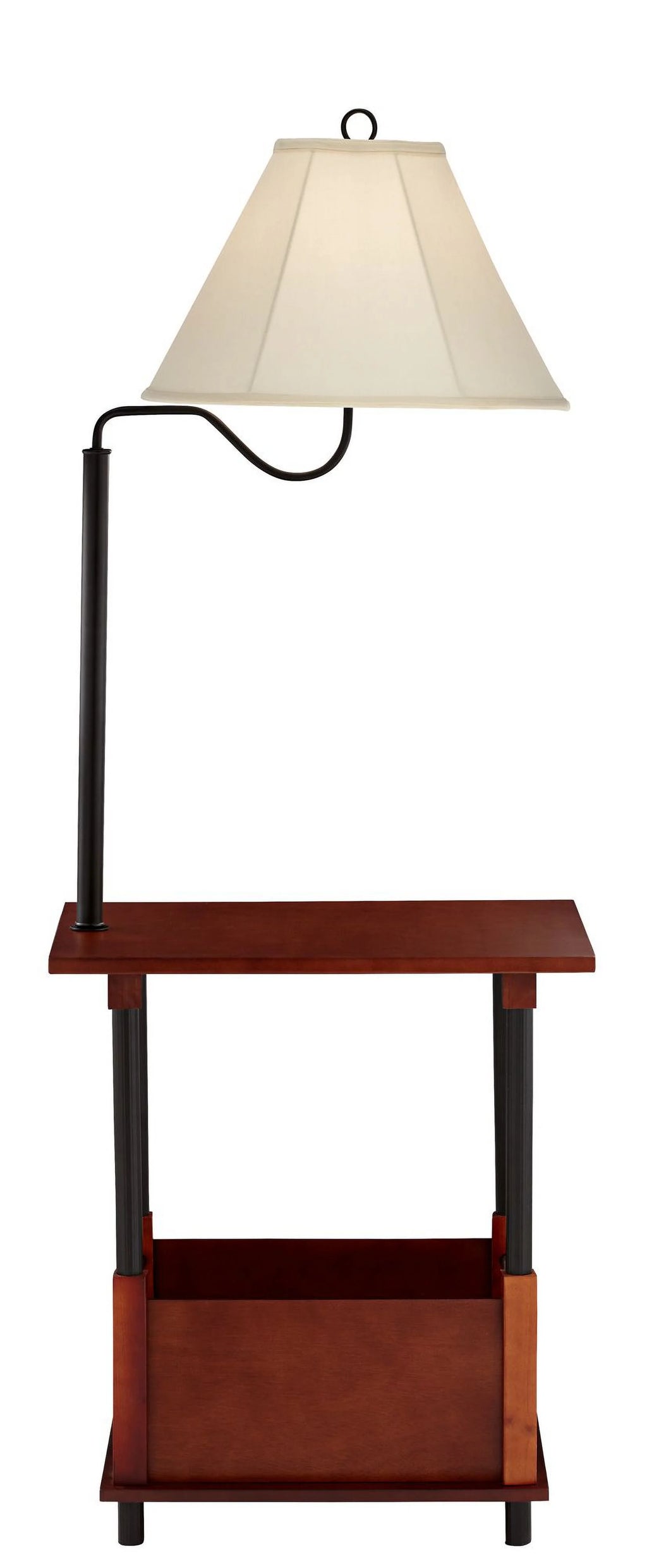 55" Tall Wood Floor Lamp with Off White Shade P167