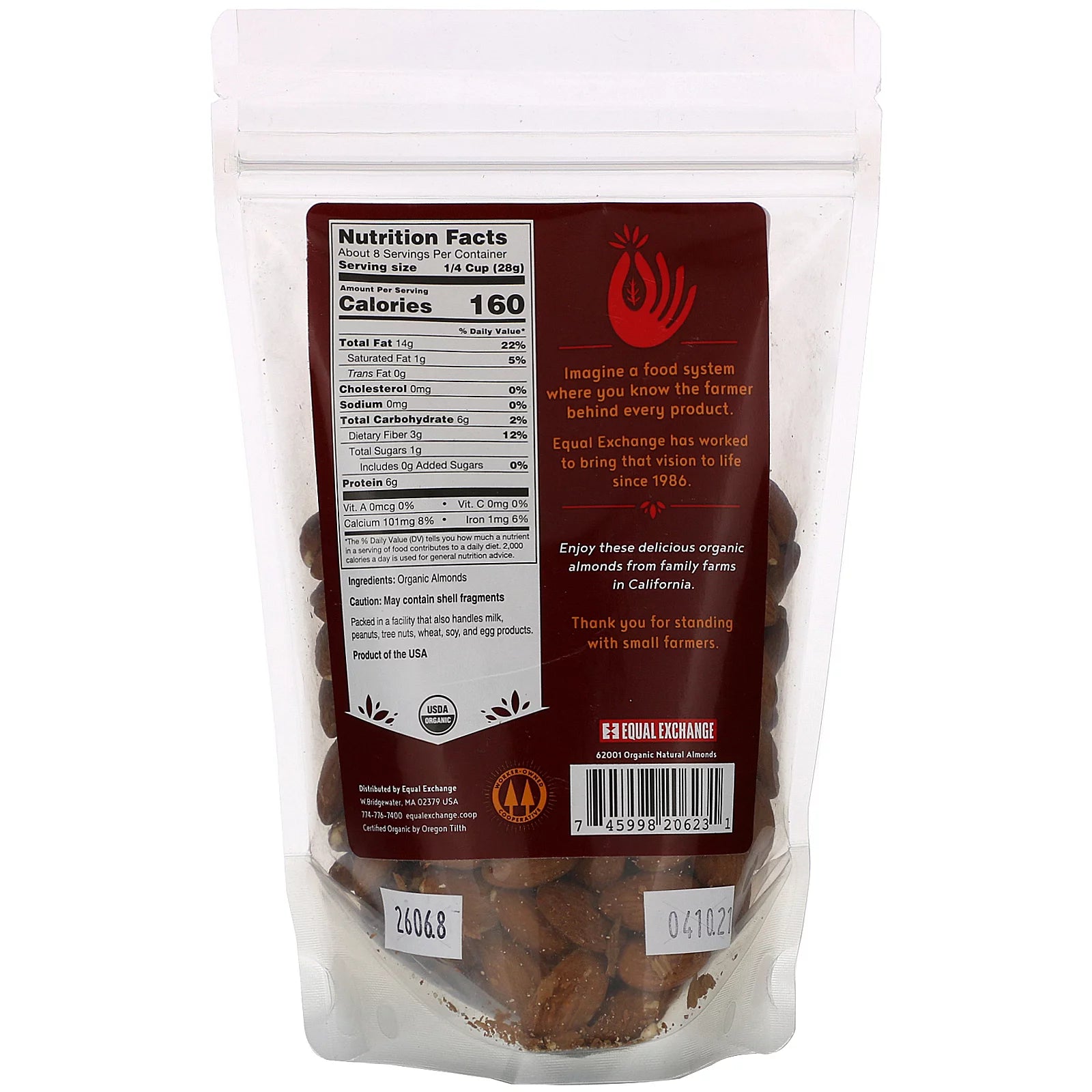 Organic Natural Almonds 8 oz Pack of 2 Z5869