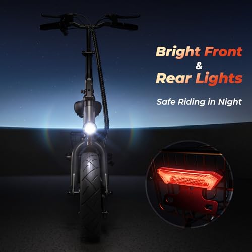Electric Scooter with Seat, 37 Miles Long Range, 28 MPH Top Speed, 14" Pneumatic Tire R876