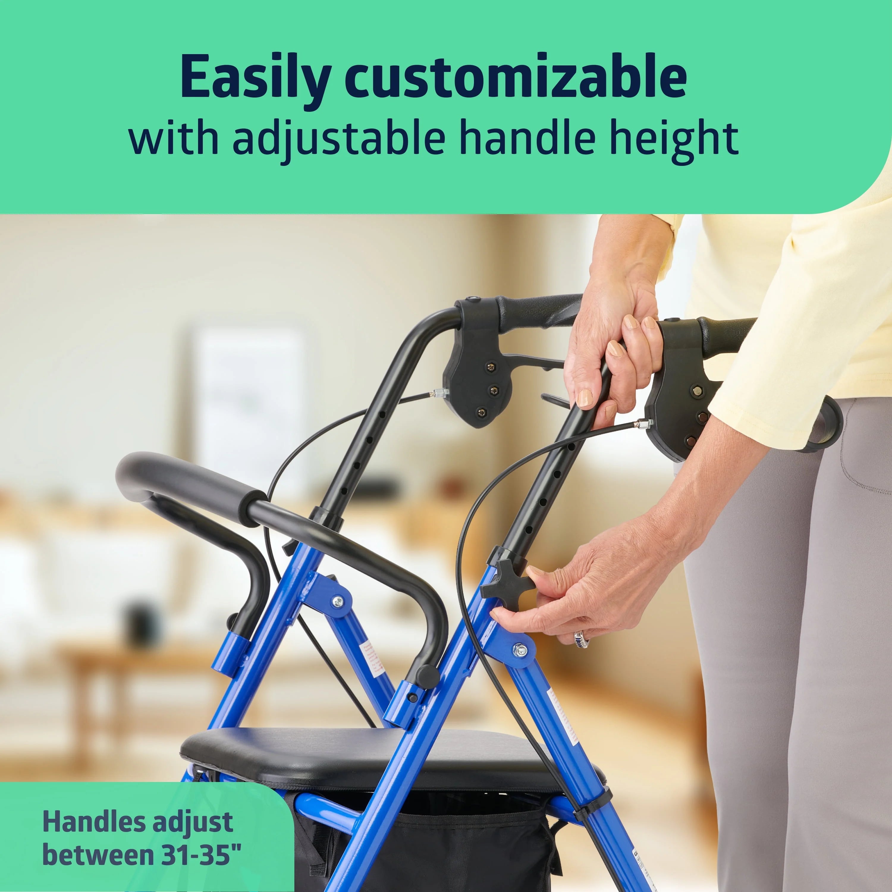 Blue Steel Rollator Walker with 6” Wheels I39417