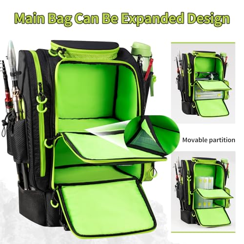Large Fishing Backpack with Cooler for Tackle Boxes with Rod Holders U113