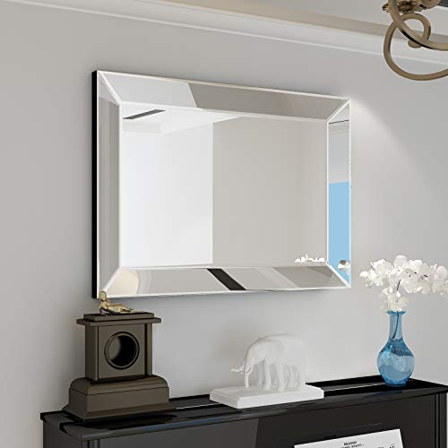 Large Rectangular Wall Mirror 28"x39" Angled Beveled Mirror Frame C127