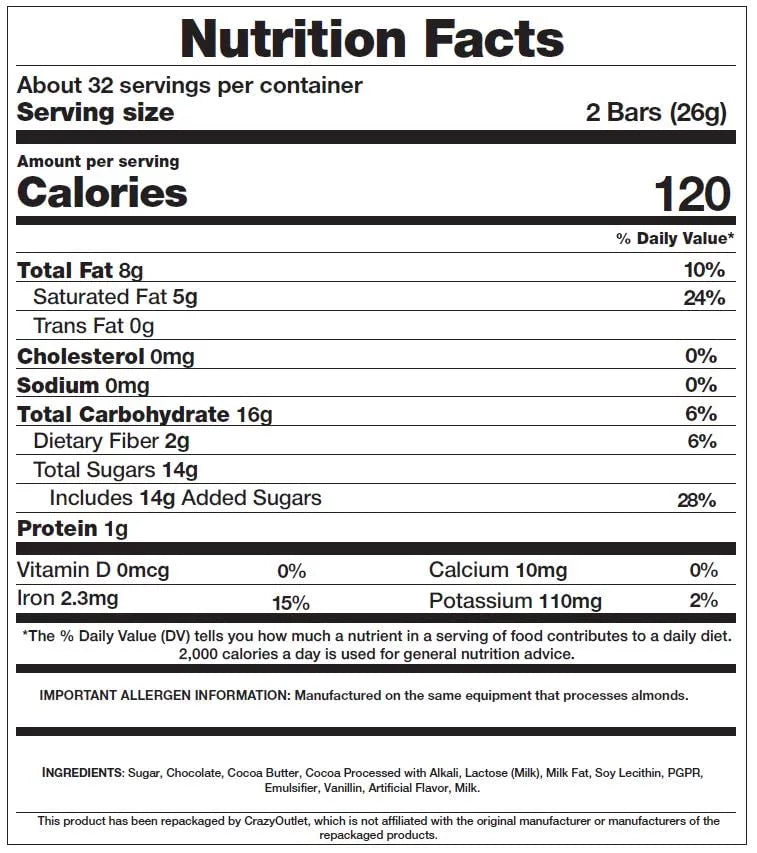 0.45 Ounces Chocolate Candy Bar J585945
