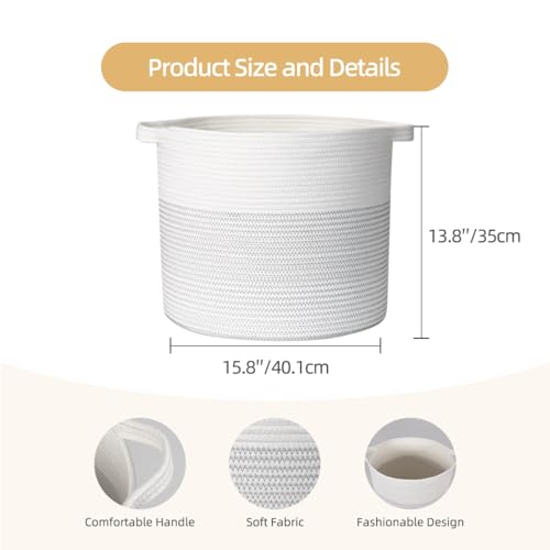 White & Grey Cotton Rope Storage Basket with Handles O155425