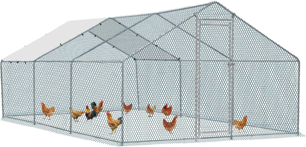 20 x 10 ft Metal Chicken Coop with Waterproof Cover J6163