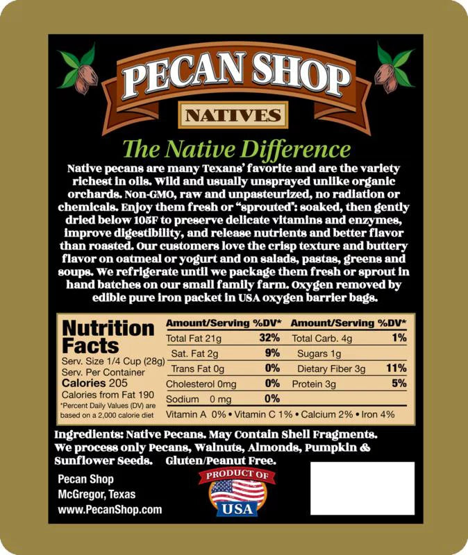 Pecan Halves, Unsprayed Raw Wild-Harvested 30 lb U890