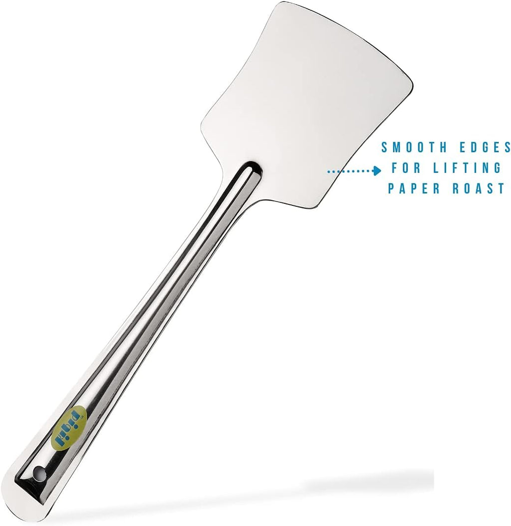 Stainless Steel Dosa Making Spoon Ladle with Flat Base and Turner Set of 2 Z76450