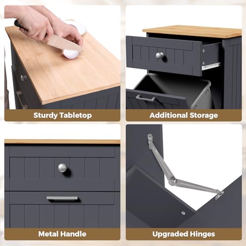 White Tilt Out Trash Cabinet with Hideaway Drawer W25721