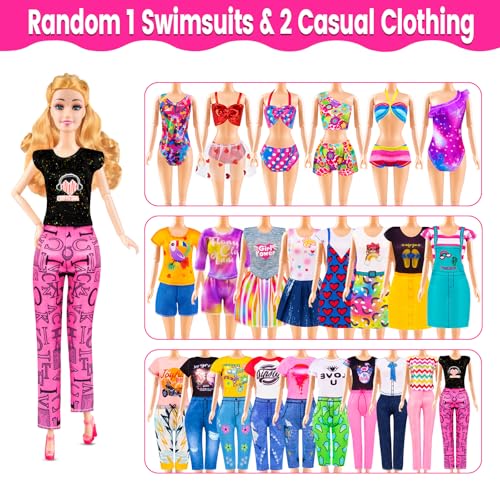 76 Pcs Doll & Convertible Car Playset with 11.5 In Doll L283