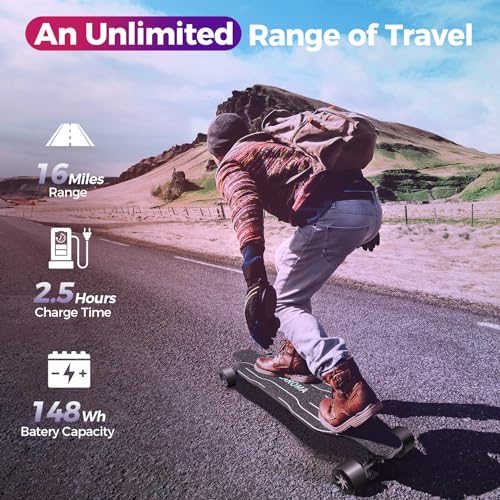 38" Electric Skateboard with Remote, 1200W Brushless Motor, 28 Miles Range, 28Mph Top Speed, Max Load 300lbs, 9 Layer Maple Wood L10522