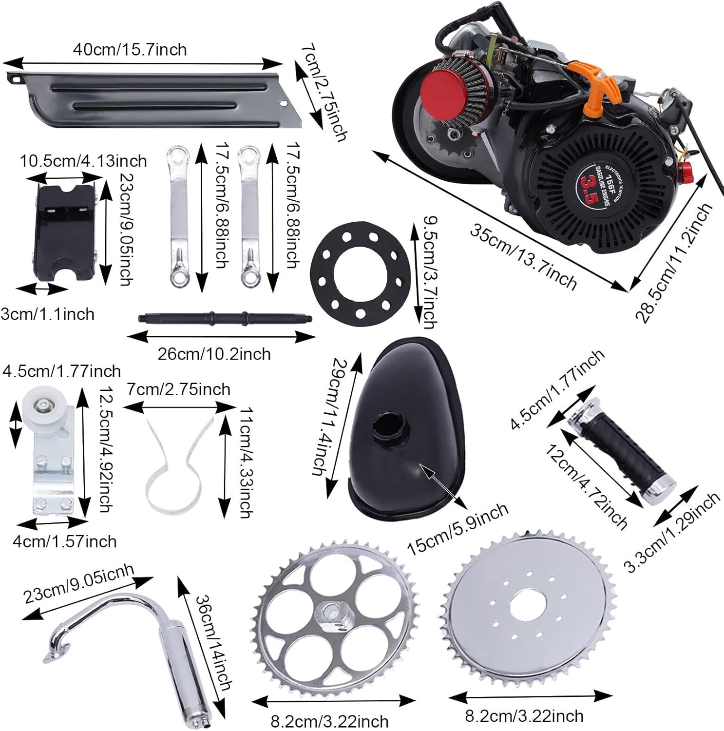 4 Stroke 100cc Single Cylinder Motor Engine Gas Motorized Bicycle DIY Kit 3HP Z40978