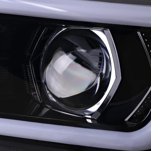 Black Housing Clear Lens Projector Headlights with Sequential LED Turn Signal Lights, L + R Pair Headlamp Assembly J91468