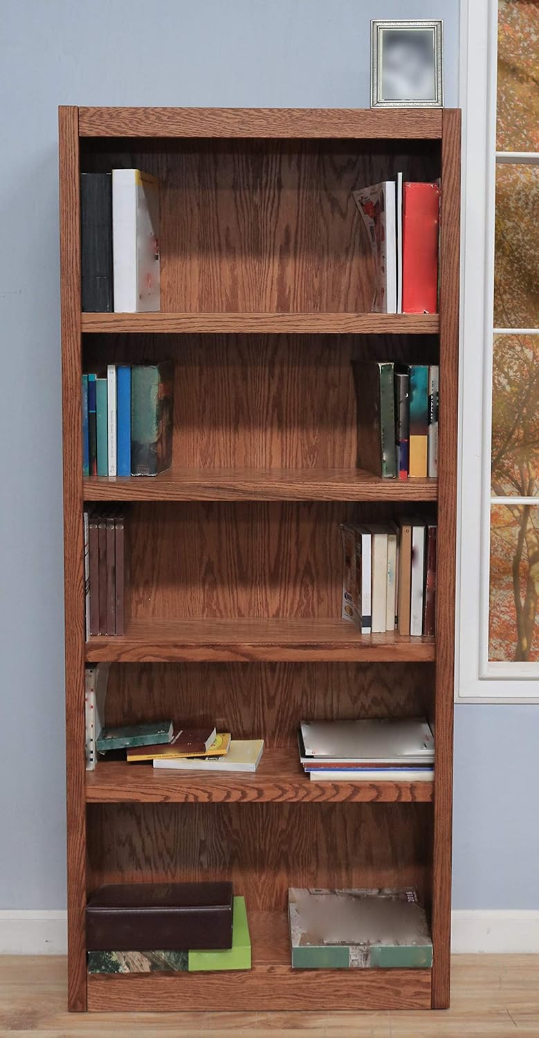 Five Shelf Bookcase 72" H Dry Oak Finish V454238