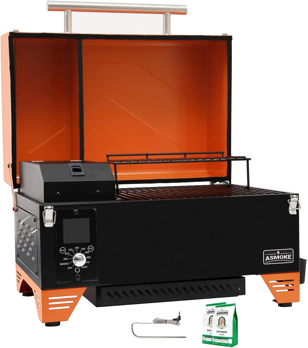 Red Electric Pellet Grill with Smart Meat Probe and Waterproof Cover L166