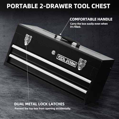 Black 3 Drawer Steel Metal Tool Box F48337