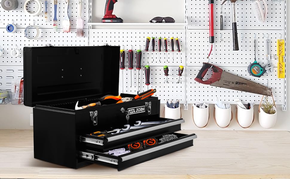 Black 3 Drawer Steel Metal Tool Box F48337