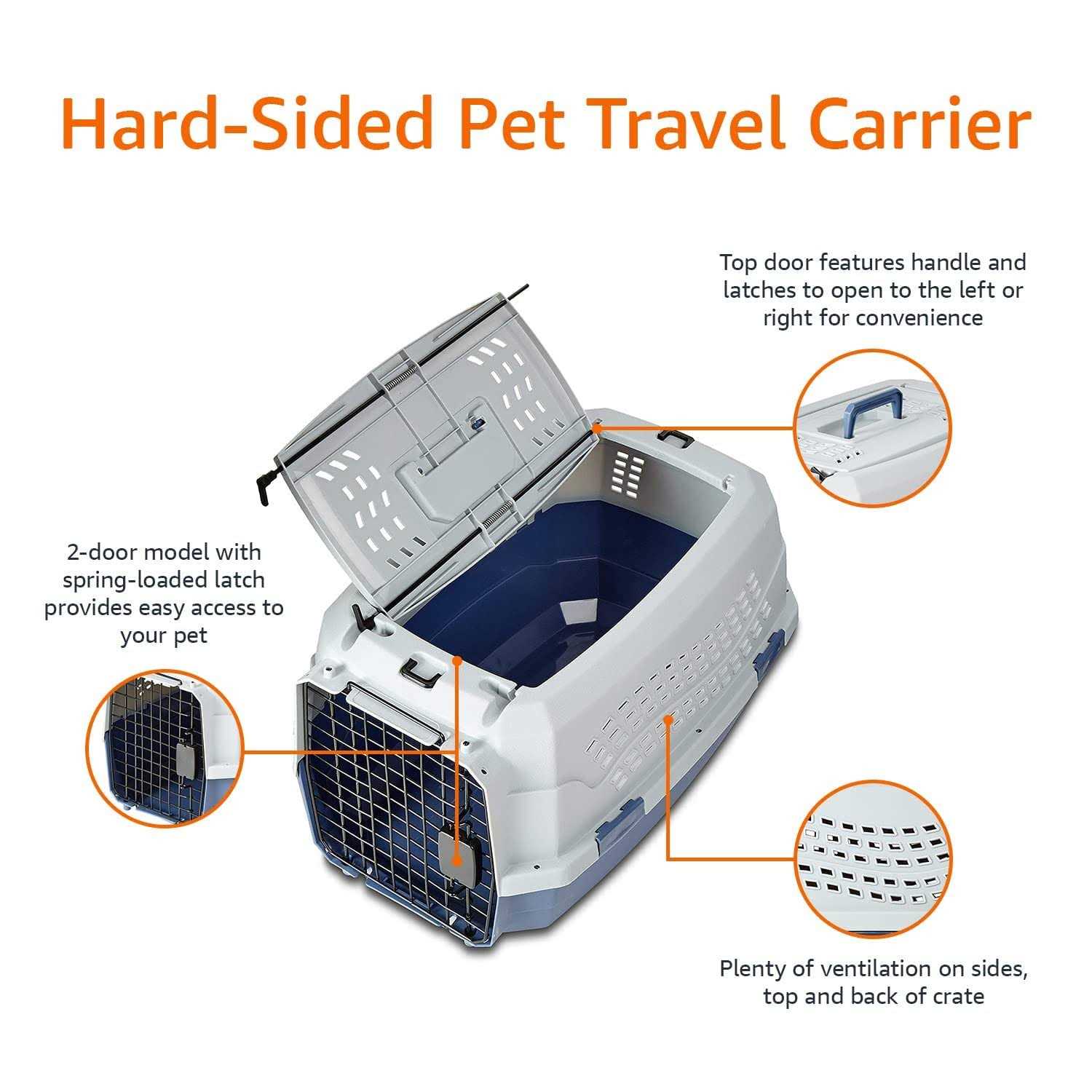 Two-Door Top-Load Hard-Sided Pet Travel Carrier W1051
