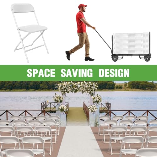 10 Pack White Plastic Folding Chair with Steel Frame N53268