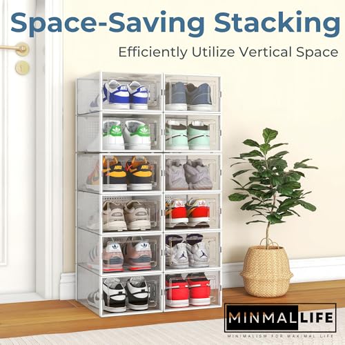 6 Pack Clear Plastic Stackable Shoe Boxes U88329