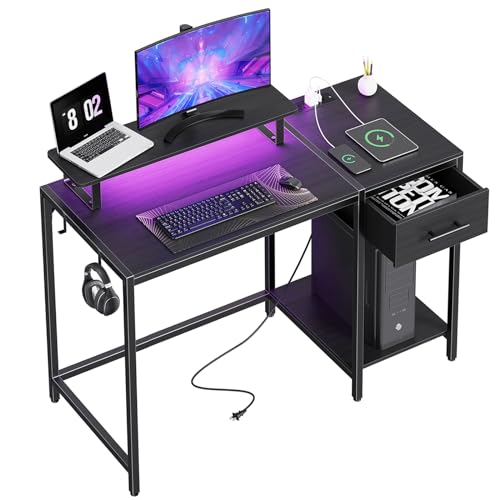 55 inch Rustic Brown Computer Desk with Drawers and Monitor Stand N17591