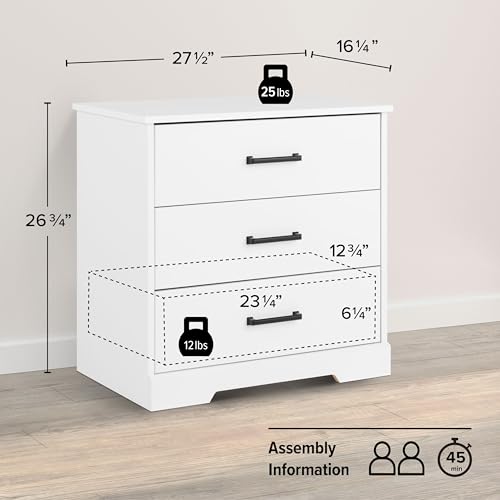 Black 3 Drawer Tall Nightstand J604