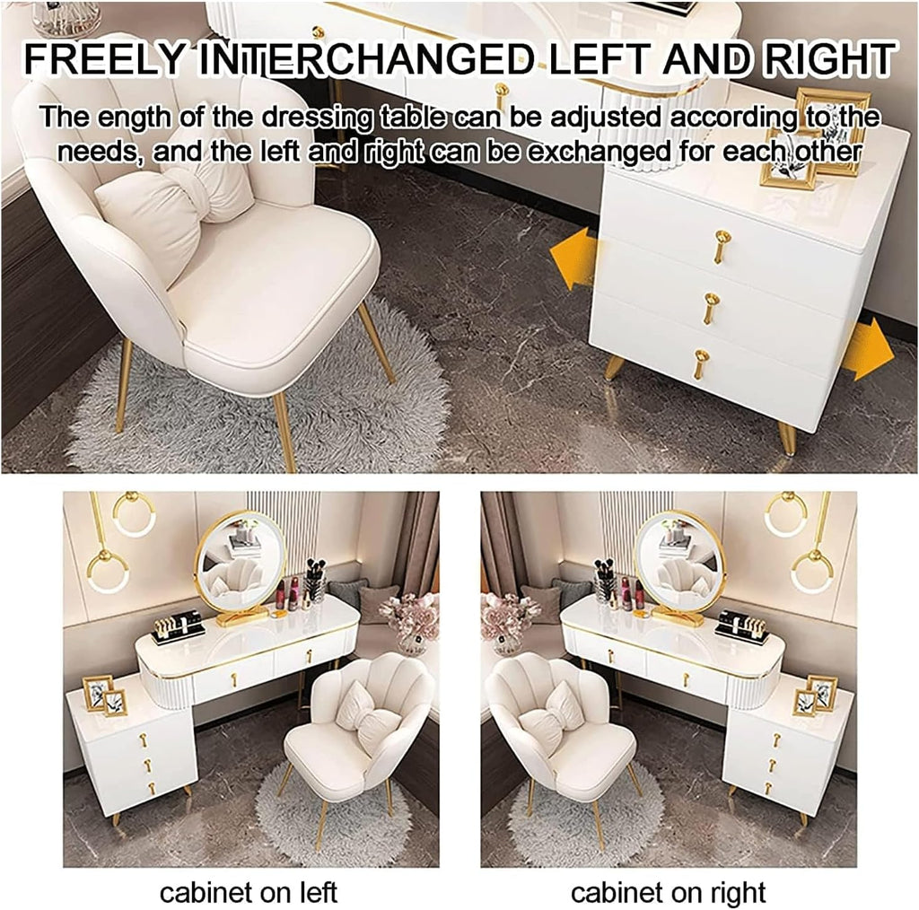 5 Drawers Vanity Desk with Mirror and Chair B58287