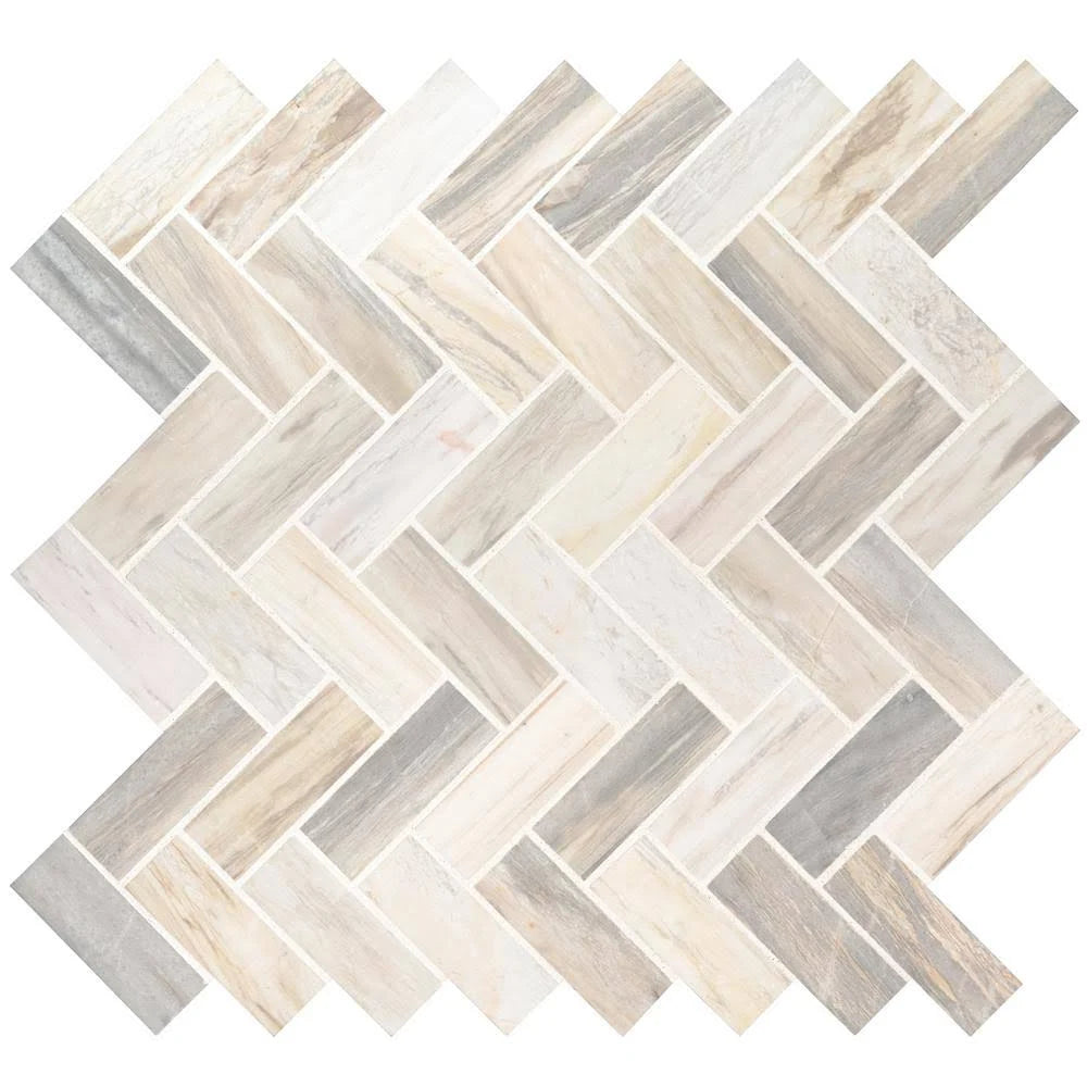 12 in. x 12 in. x 10mm Polished Marble Mosaic Tile S558