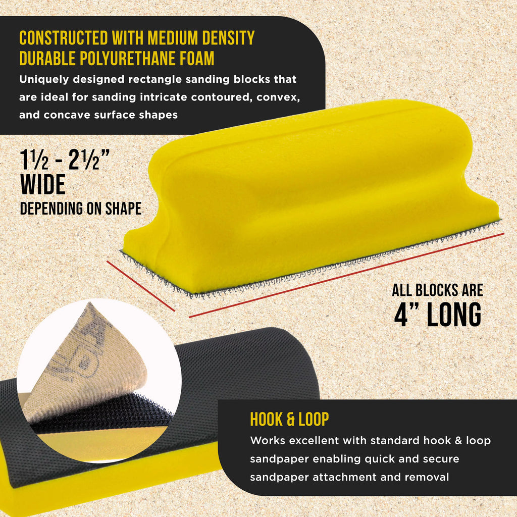 12-Piece Contoured Hand Sanding Block Set with 40 Sheet Hook & Loop Sandpaper Kit M470692