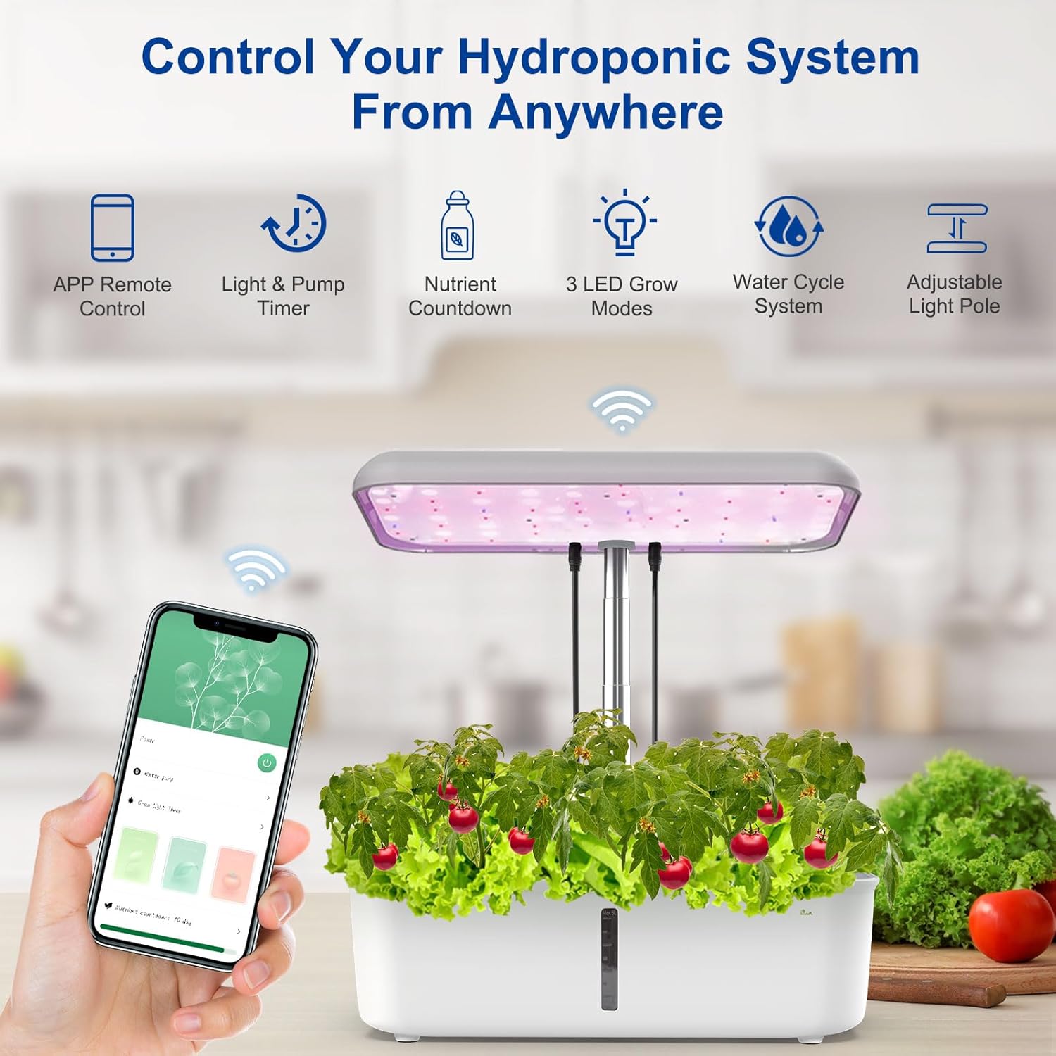 14 Pods Hydroponics Growing System with Grow Light V5474